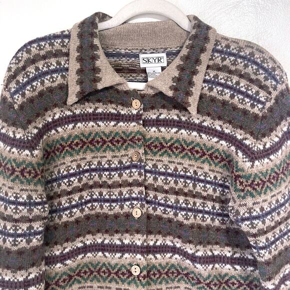 SKYR Vintage 100% Lambs Wool Nordic Cardigan in Multi Size M - Picture 5 of 12